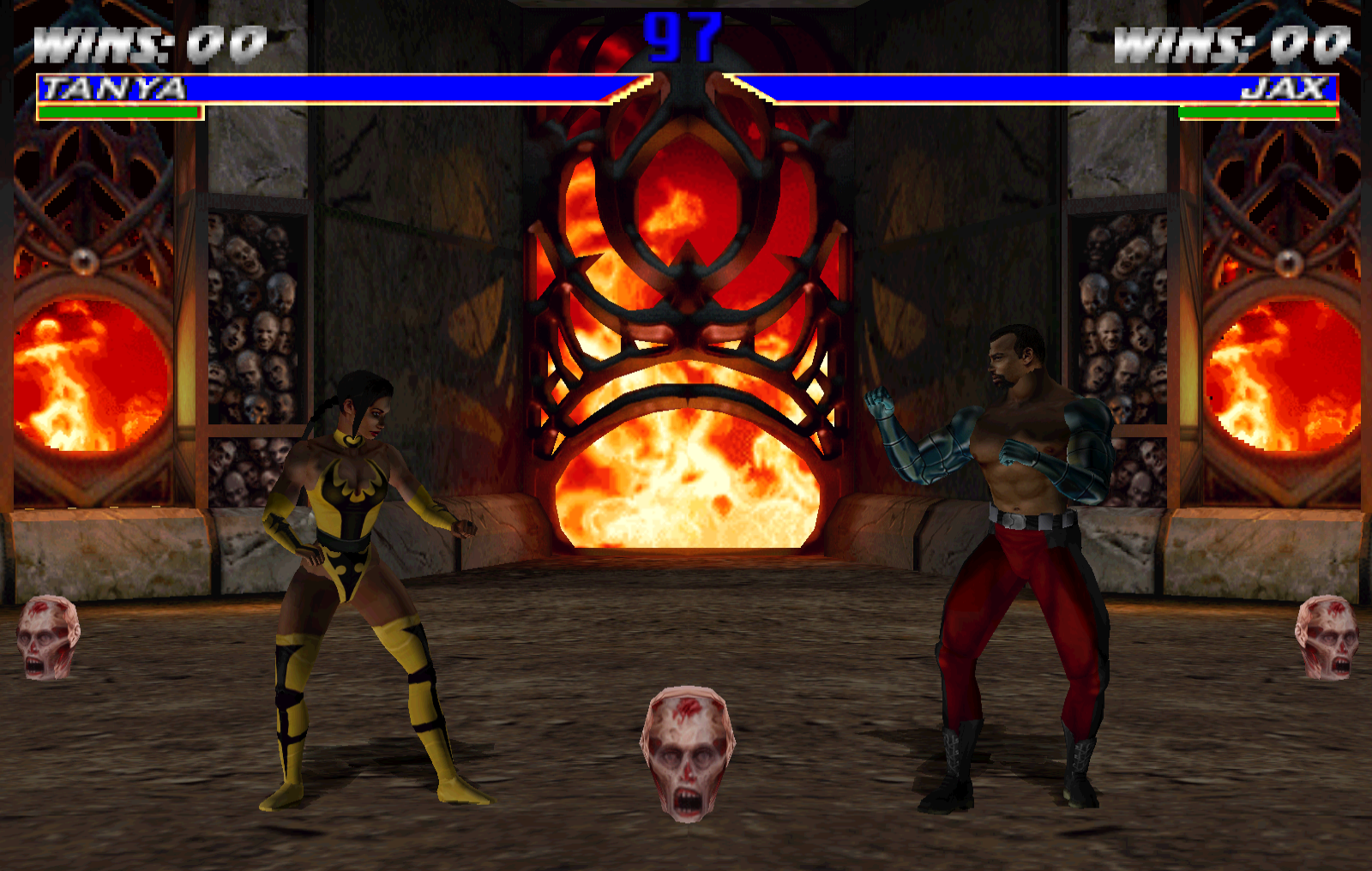 Tanya versus Jax in The Well: Vulkan 4x polygon rendering with original textures.